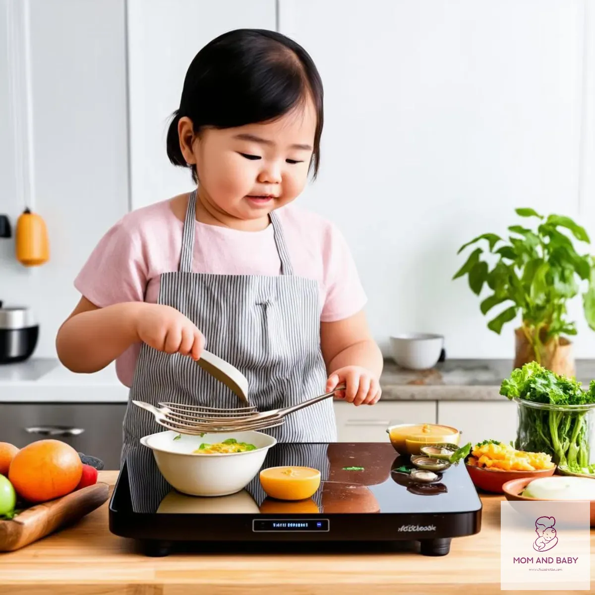 Mẹ nấu ăn dặm cho bé bằng bếp từ